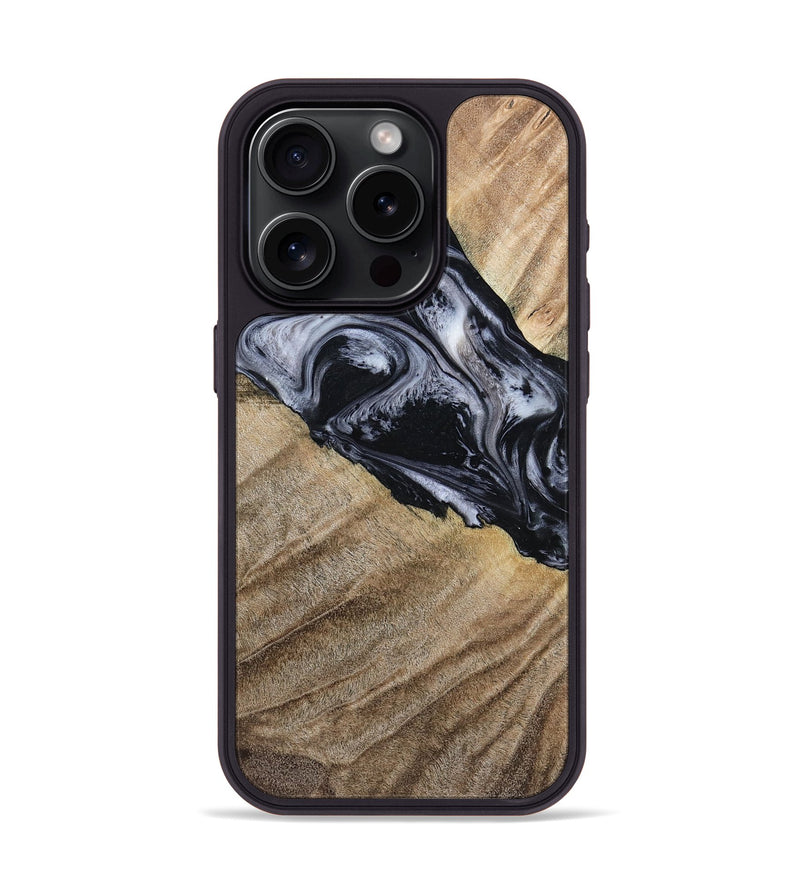 iPhone 15 Pro Wood Phone Case - Rita (Black & White, 794632)