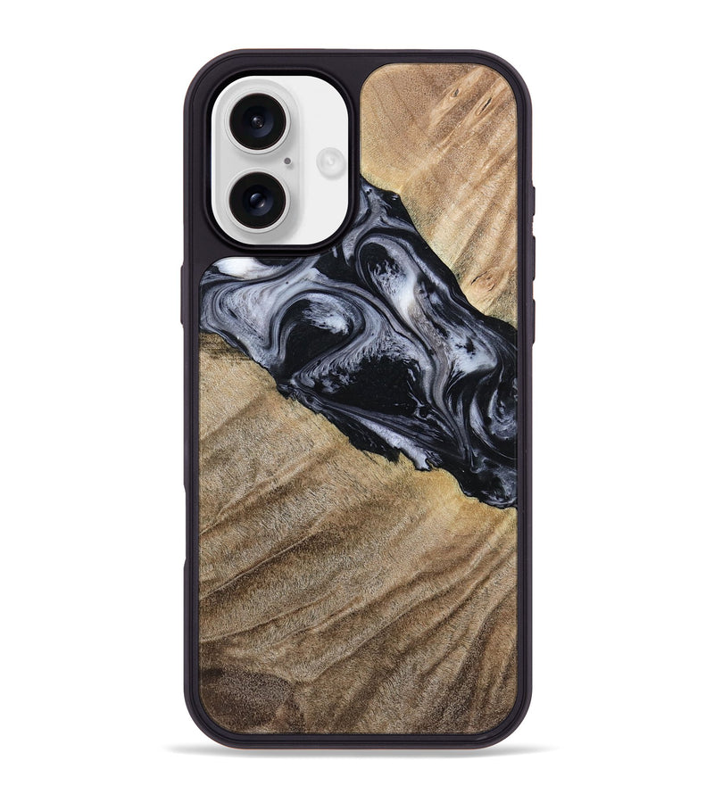 iPhone 16 Plus Wood Phone Case - Rita (Black & White, 794632)