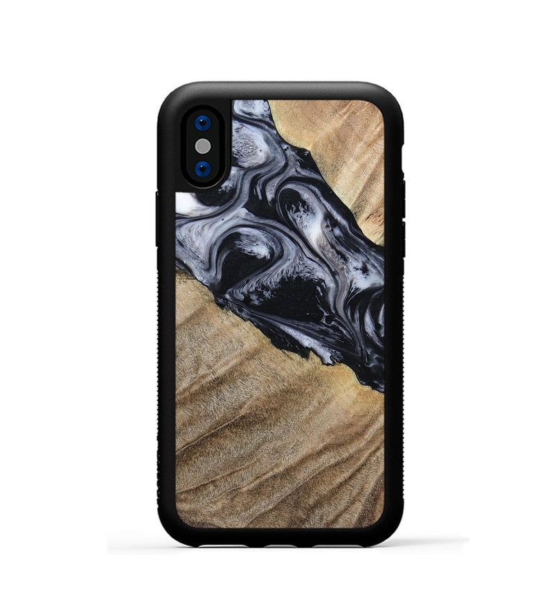 iPhone Xs Wood Phone Case - Rita (Black & White, 794632)