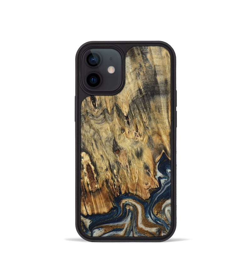 iPhone 12 mini Wood Phone Case - Laylani (Teal & Gold, 794638)
