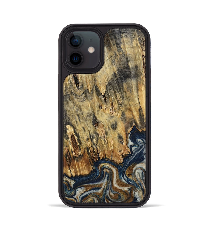 iPhone 12 Wood Phone Case - Laylani (Teal & Gold, 794638)