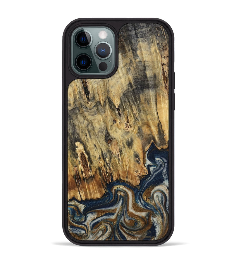 iPhone 12 Pro Max Wood Phone Case - Laylani (Teal & Gold, 794638)