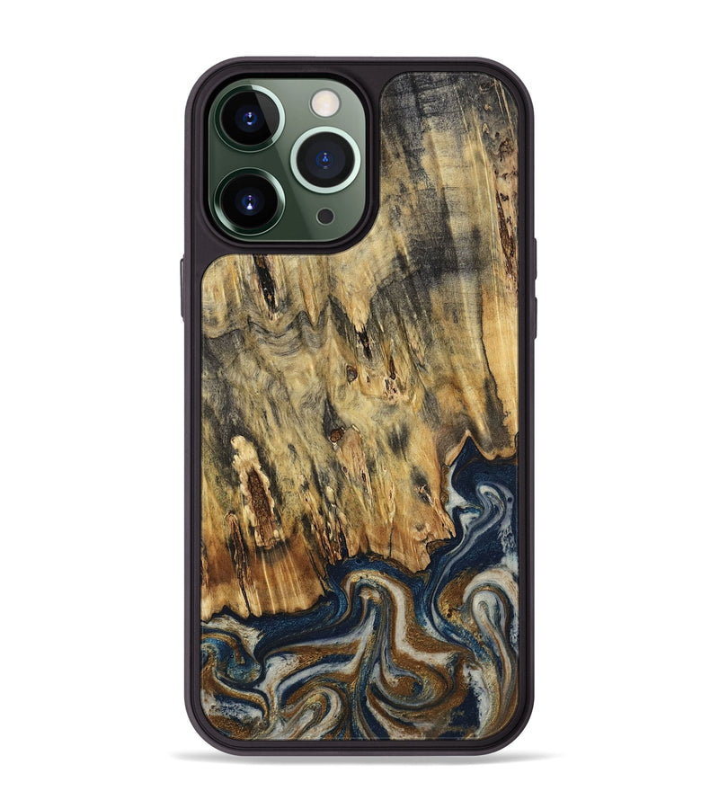 iPhone 13 Pro Max Wood Phone Case - Laylani (Teal & Gold, 794638)