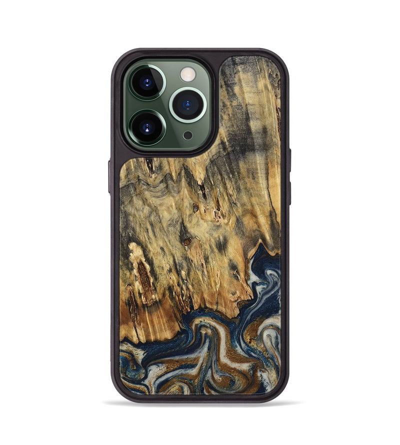 iPhone 13 Pro Wood Phone Case - Laylani (Teal & Gold, 794638)