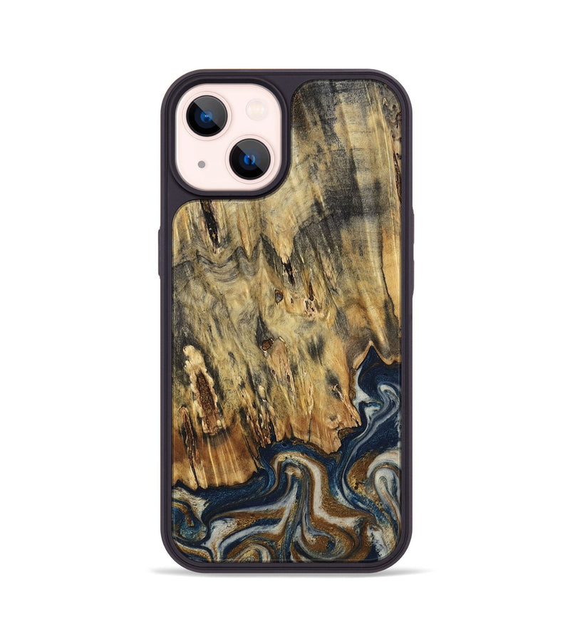 iPhone 14 Wood Phone Case - Laylani (Teal & Gold, 794638)