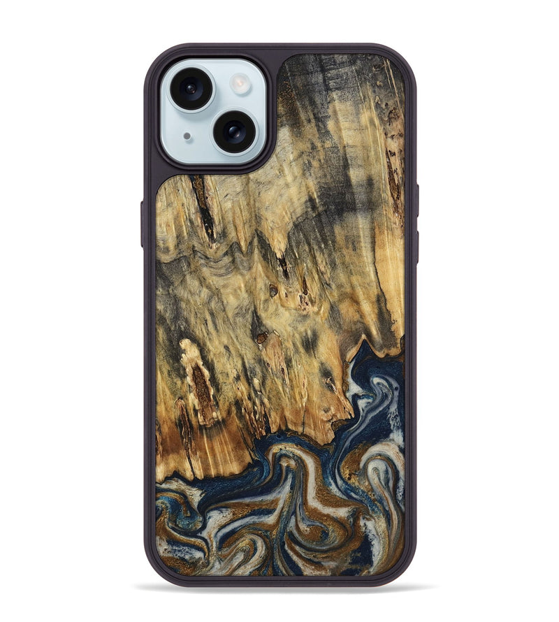 iPhone 15 Plus Wood Phone Case - Laylani (Teal & Gold, 794638)
