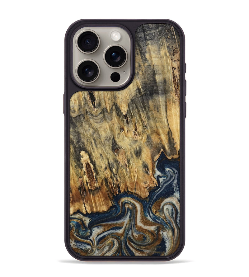 iPhone 15 Pro Max Wood Phone Case - Laylani (Teal & Gold, 794638)