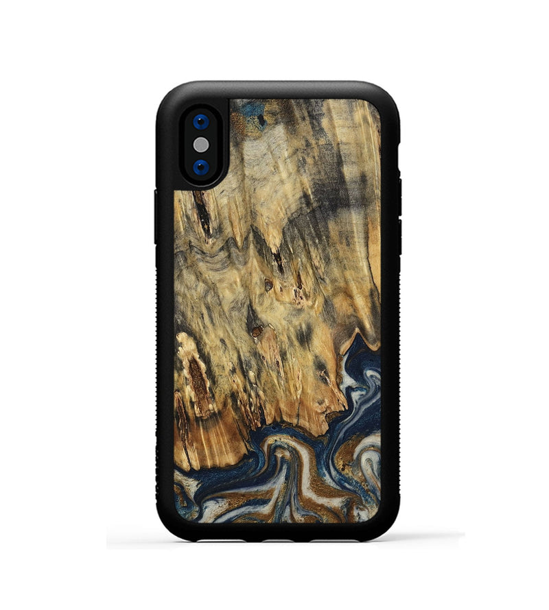 iPhone Xs Wood Phone Case - Laylani (Teal & Gold, 794638)