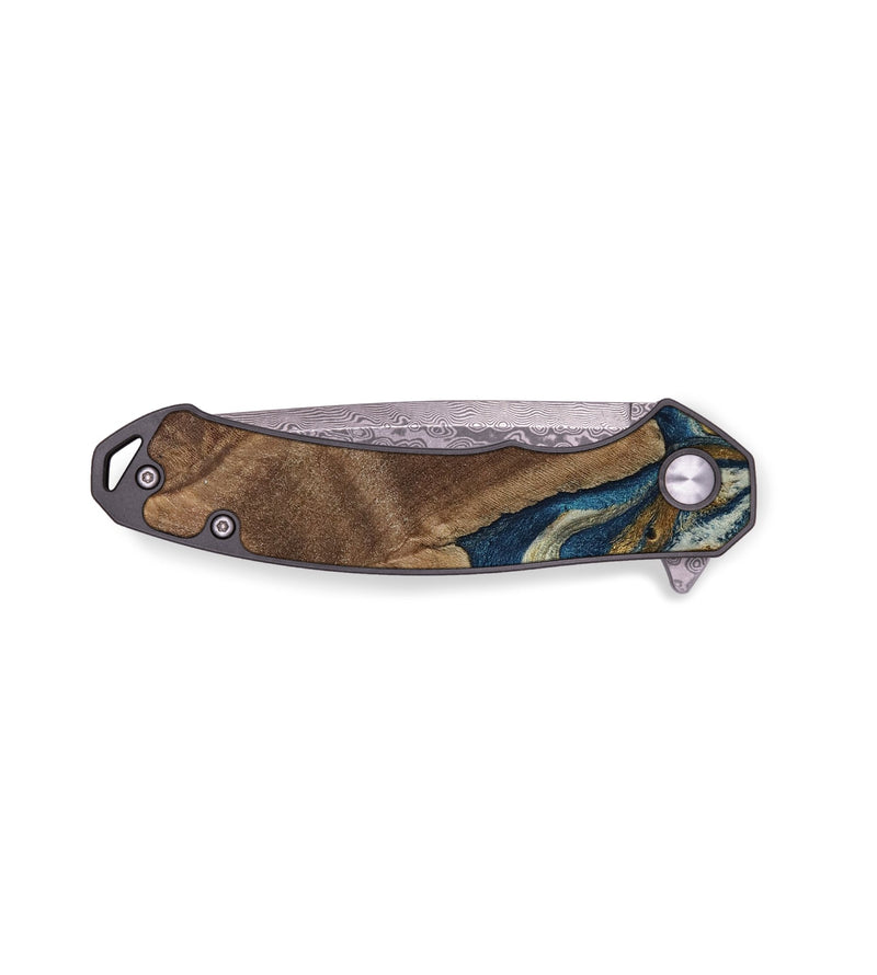 EDC Wood Pocket Knife - Jamel (Teal & Gold, 794648)