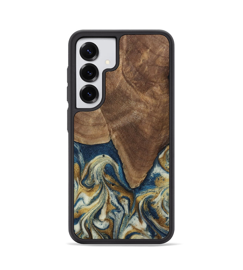 Galaxy S25 Wood Phone Case - Jamel (Teal & Gold, 794648)