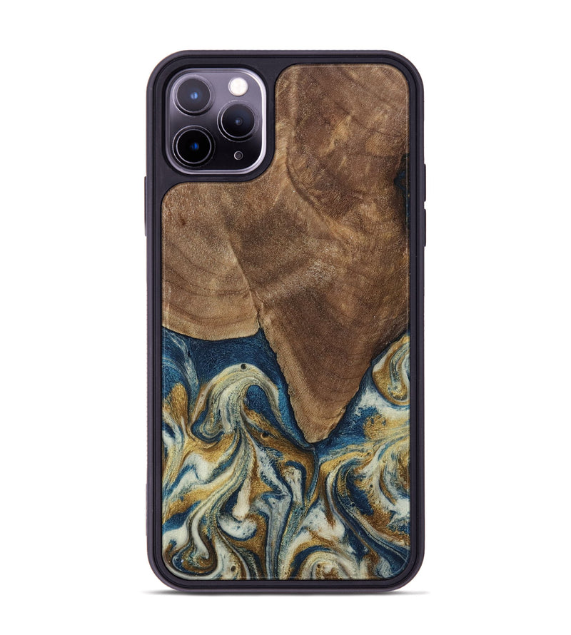 iPhone 11 Pro Max Wood Phone Case - Jamel (Teal & Gold, 794648)