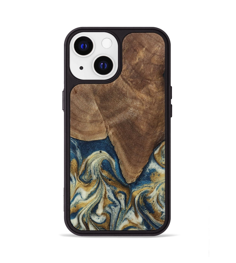 iPhone 13 Wood Phone Case - Jamel (Teal & Gold, 794648)