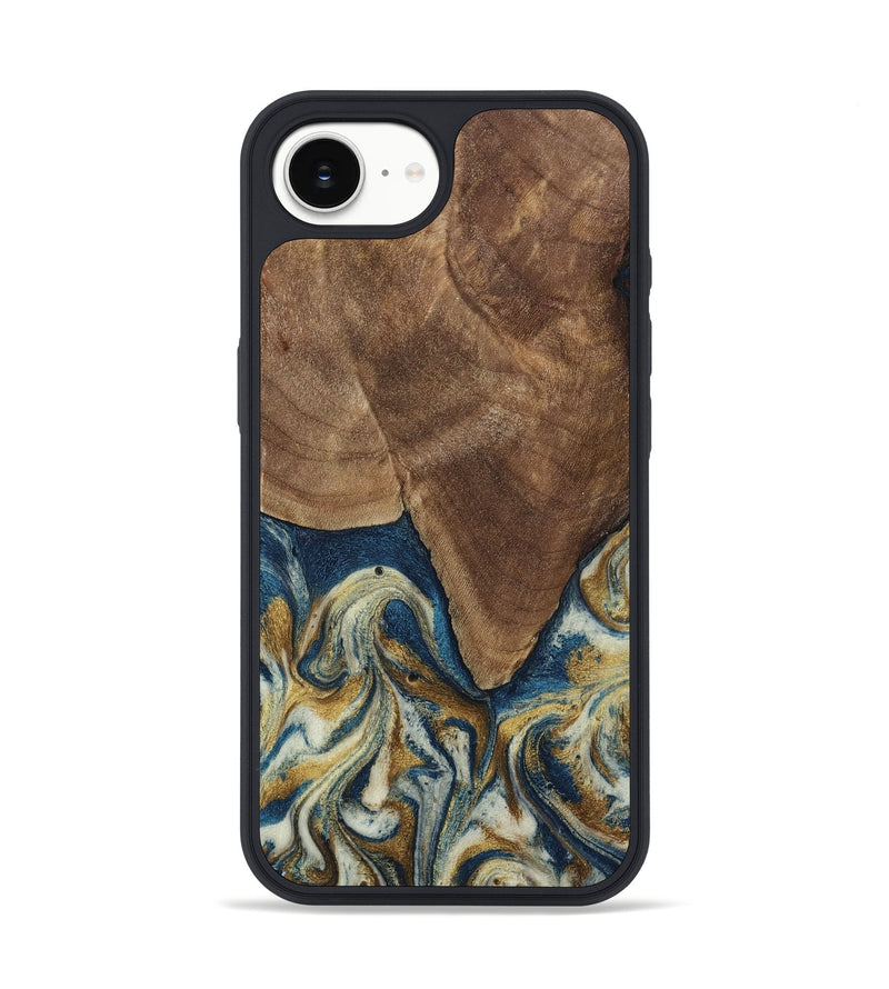 iPhone 16e Wood Phone Case - Jamel (Teal & Gold, 794648)