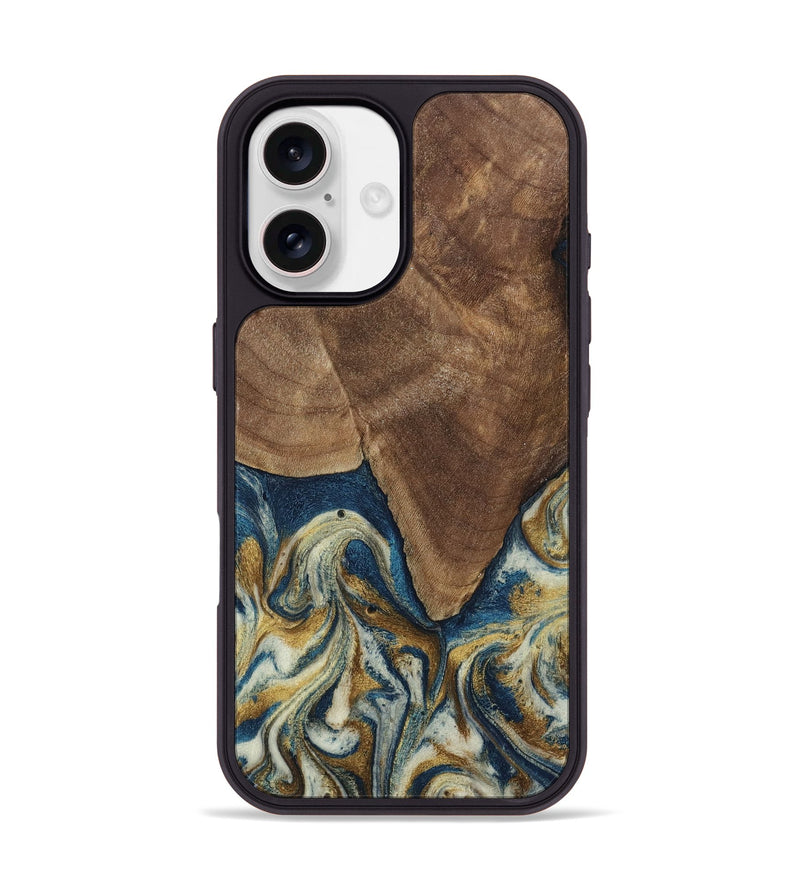 iPhone 17 Wood Phone Case - Jamel (Teal & Gold, 794648)