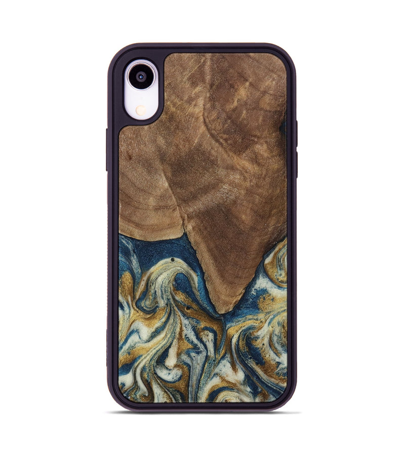iPhone Xr Wood Phone Case - Jamel (Teal & Gold, 794648)