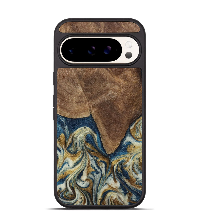 Pixel 9 Pro Wood Phone Case - Jamel (Teal & Gold, 794648)