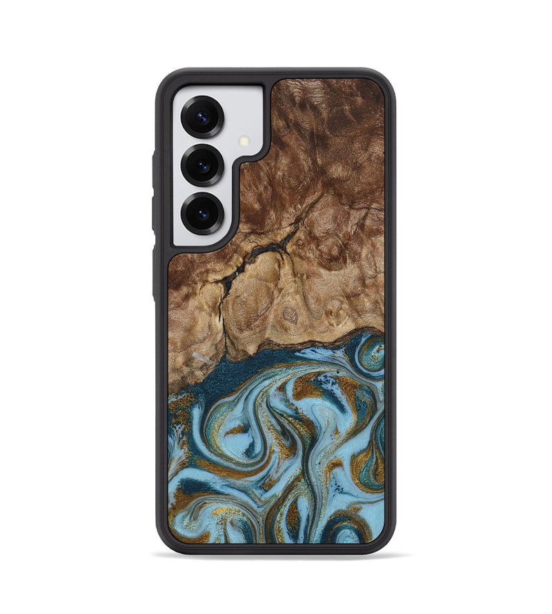 Galaxy S25 Wood Phone Case - Tarsha (Teal & Gold, 794652)