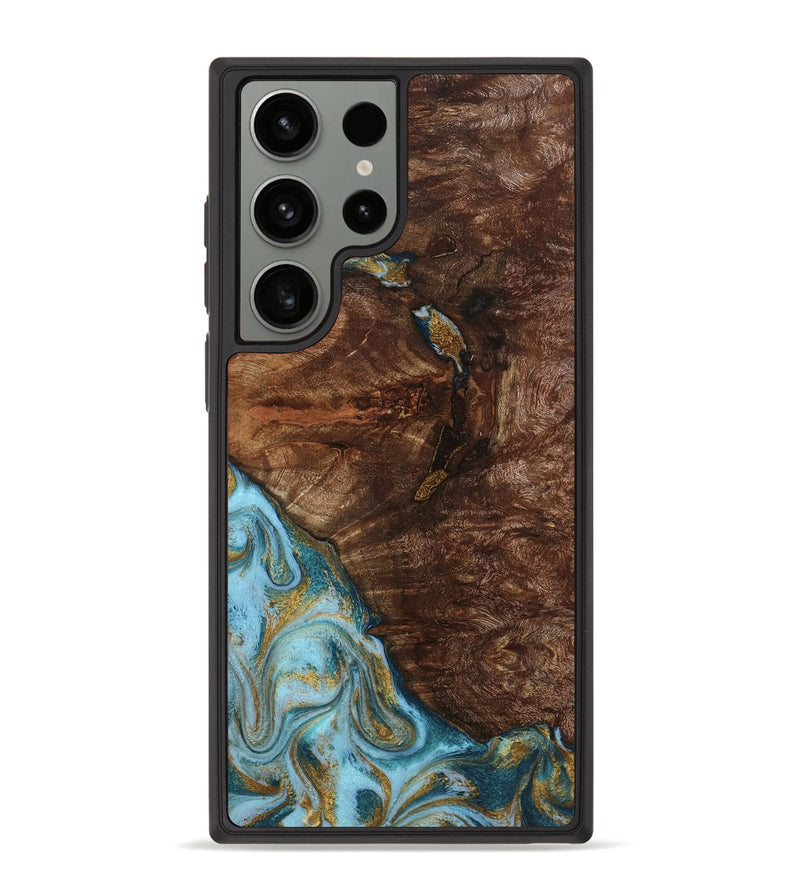 Galaxy S23 Ultra Wood Phone Case - Tommie (Teal & Gold, 794653)