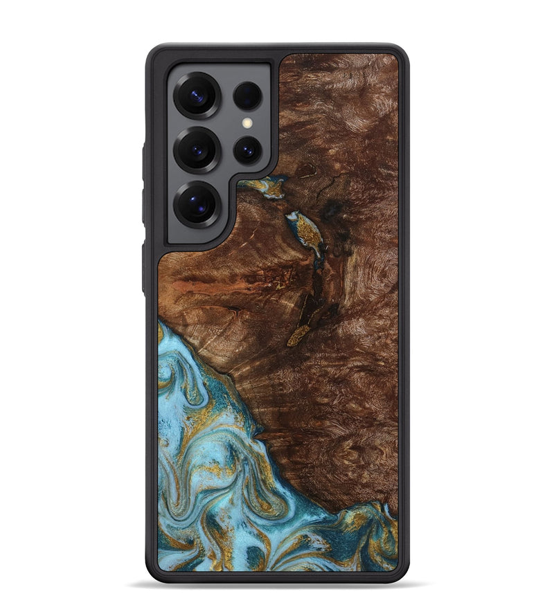 Galaxy S25 Ultra Wood Phone Case - Tommie (Teal & Gold, 794653)