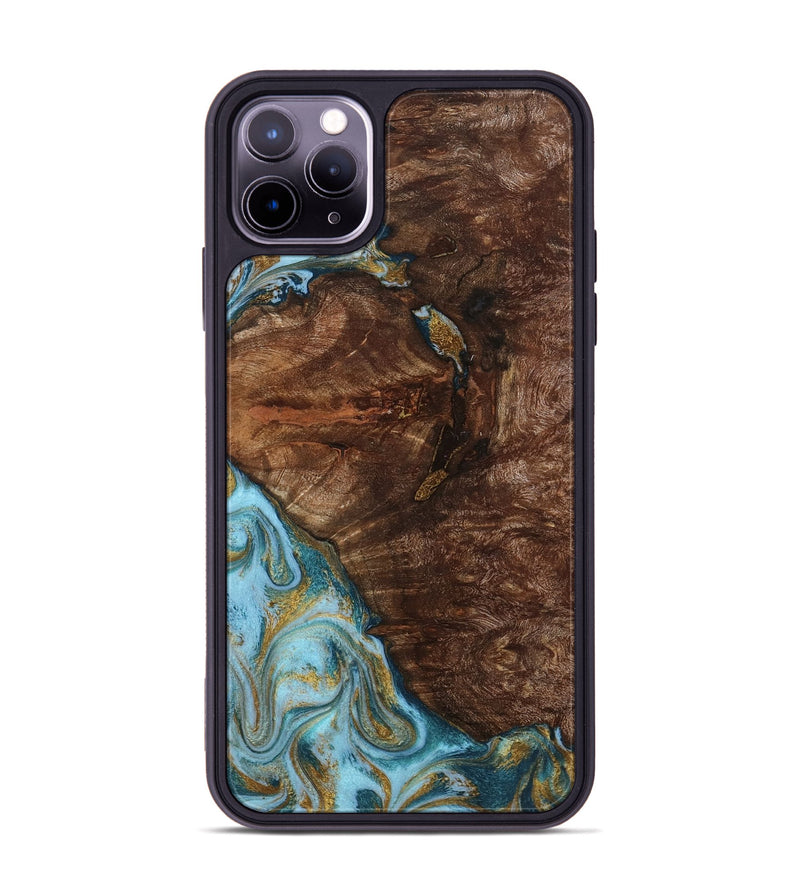 iPhone 11 Pro Max Wood Phone Case - Tommie (Teal & Gold, 794653)