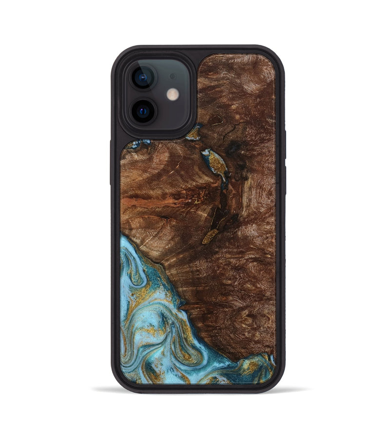 iPhone 12 Wood Phone Case - Tommie (Teal & Gold, 794653)