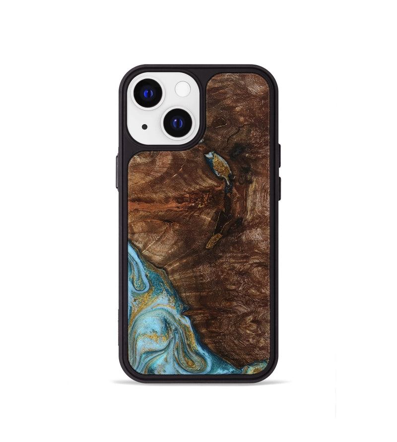 iPhone 13 mini Wood Phone Case - Tommie (Teal & Gold, 794653)
