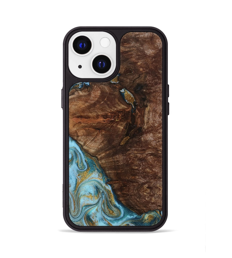 iPhone 13 Wood Phone Case - Tommie (Teal & Gold, 794653)