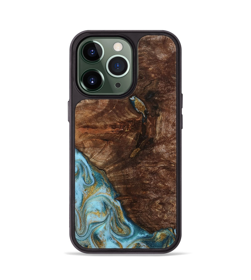 iPhone 13 Pro Wood Phone Case - Tommie (Teal & Gold, 794653)