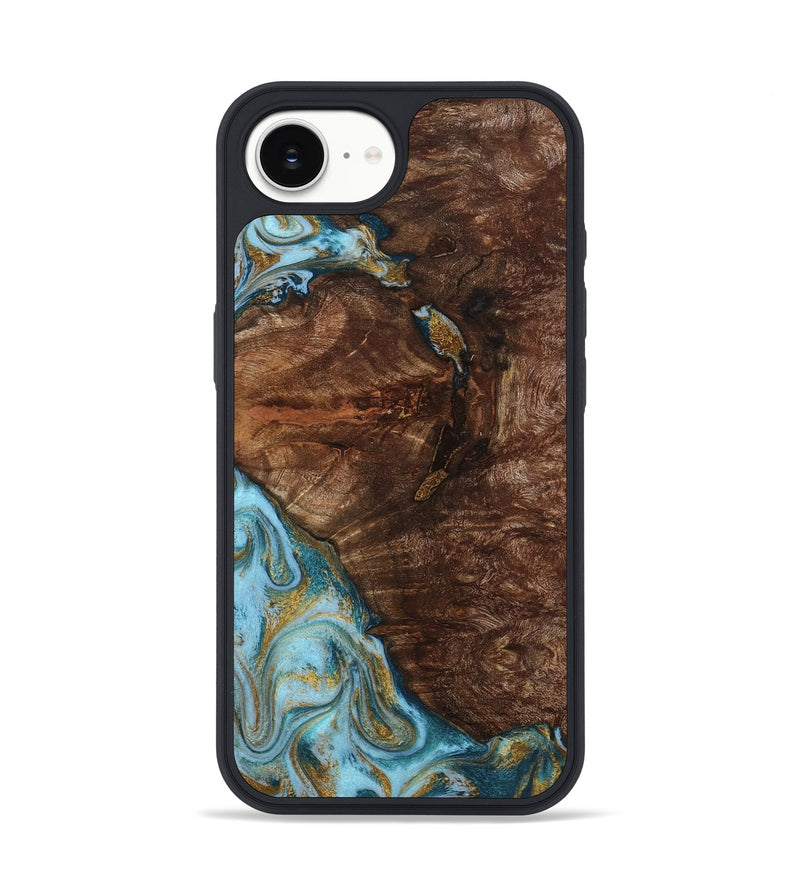 iPhone 16e Wood Phone Case - Tommie (Teal & Gold, 794653)