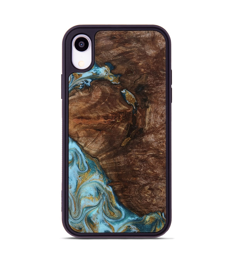 iPhone Xr Wood Phone Case - Tommie (Teal & Gold, 794653)