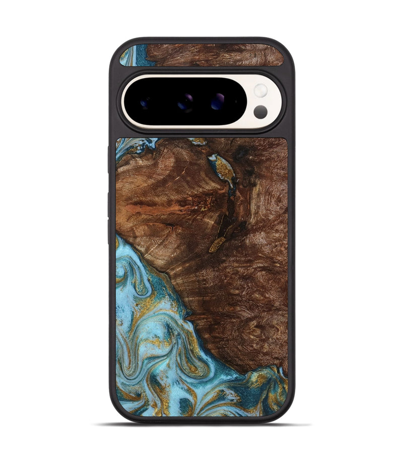 Pixel 9 Pro Wood Phone Case - Tommie (Teal & Gold, 794653)