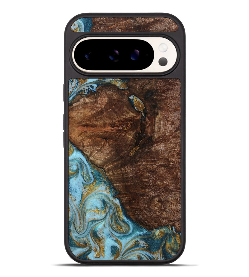 Pixel 9 Pro XL Wood Phone Case - Tommie (Teal & Gold, 794653)