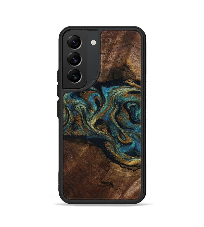 Galaxy S22 Wood Phone Case - Kareem (Teal & Gold, 794654)