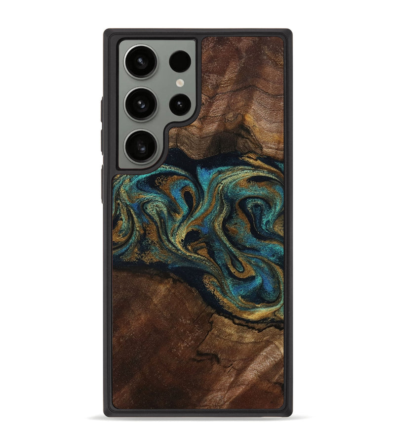 Galaxy S23 Ultra Wood Phone Case - Kareem (Teal & Gold, 794654)
