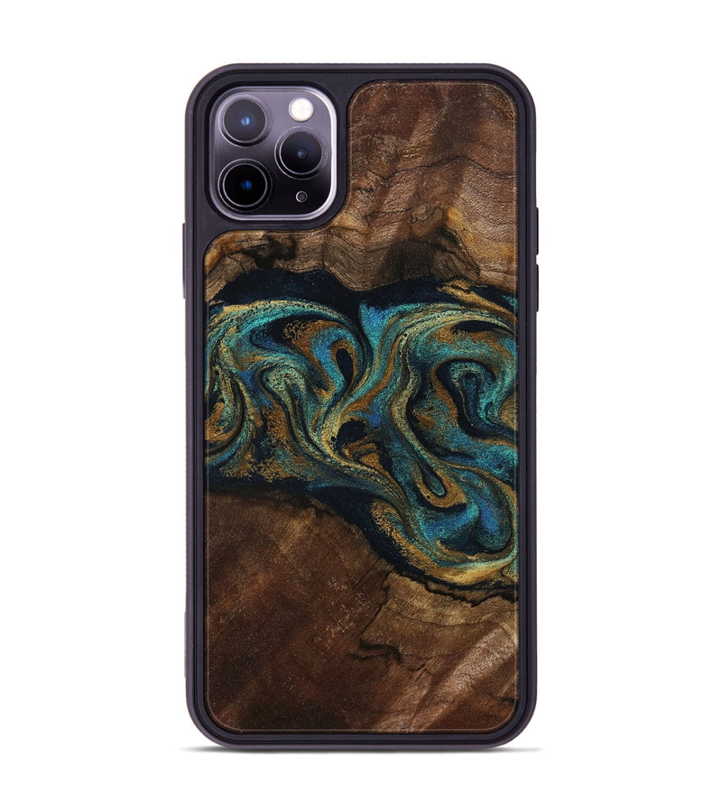 iPhone 11 Pro Max Wood Phone Case - Kareem (Teal & Gold, 794654)