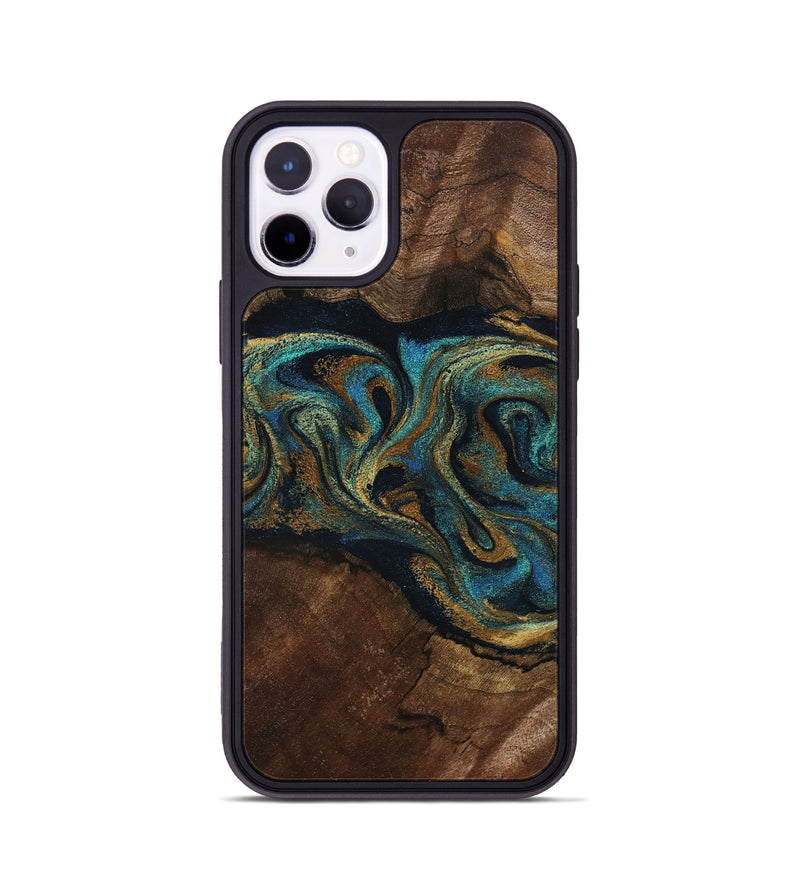 iPhone 11 Pro Wood Phone Case - Kareem (Teal & Gold, 794654)