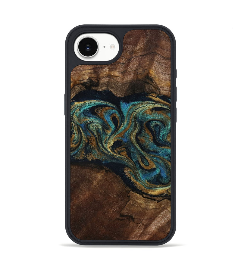 iPhone 16e Wood Phone Case - Kareem (Teal & Gold, 794654)