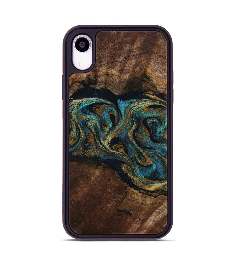 iPhone Xr Wood Phone Case - Kareem (Teal & Gold, 794654)