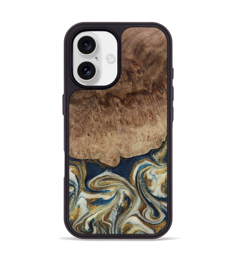 iPhone 17 Wood Phone Case - Will (Teal & Gold, 794663)