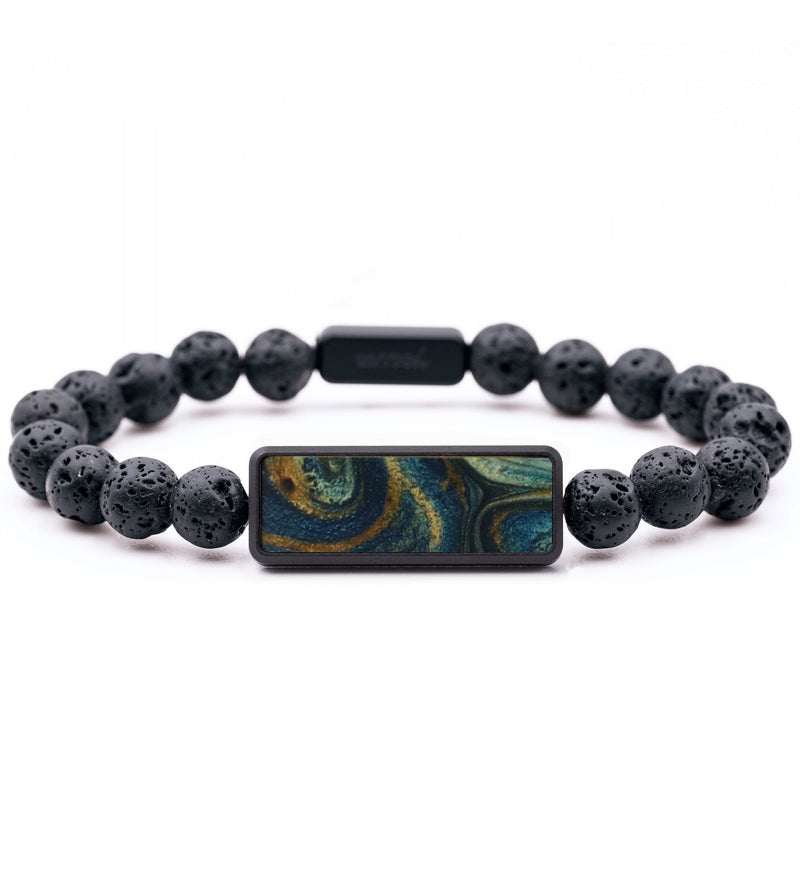 Lava Bead ResinArt Bracelet - Ashanti (Teal & Gold, 794698)