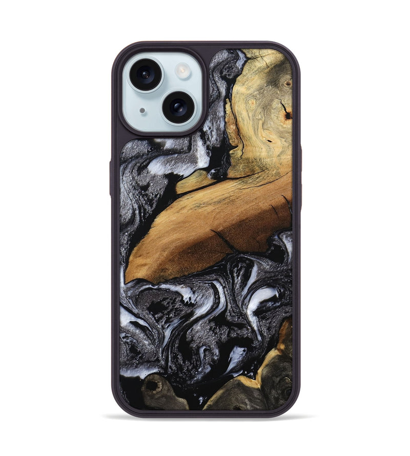 iPhone 15 Wood Phone Case - Blake (Black & White, 794933)