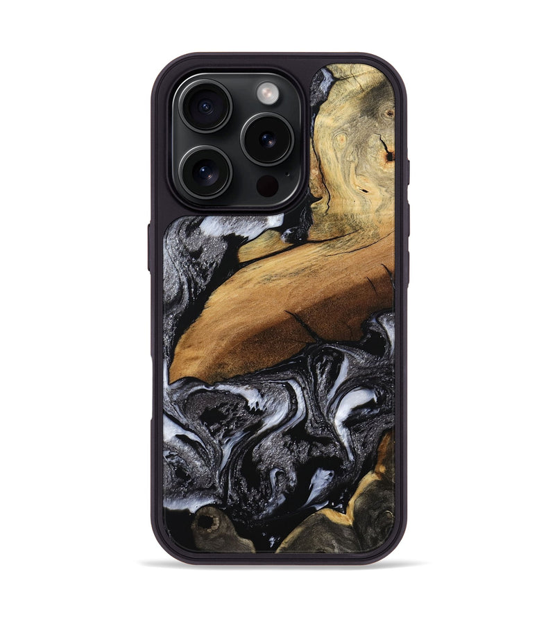 iPhone 16 Pro Wood Phone Case - Blake (Black & White, 794933)