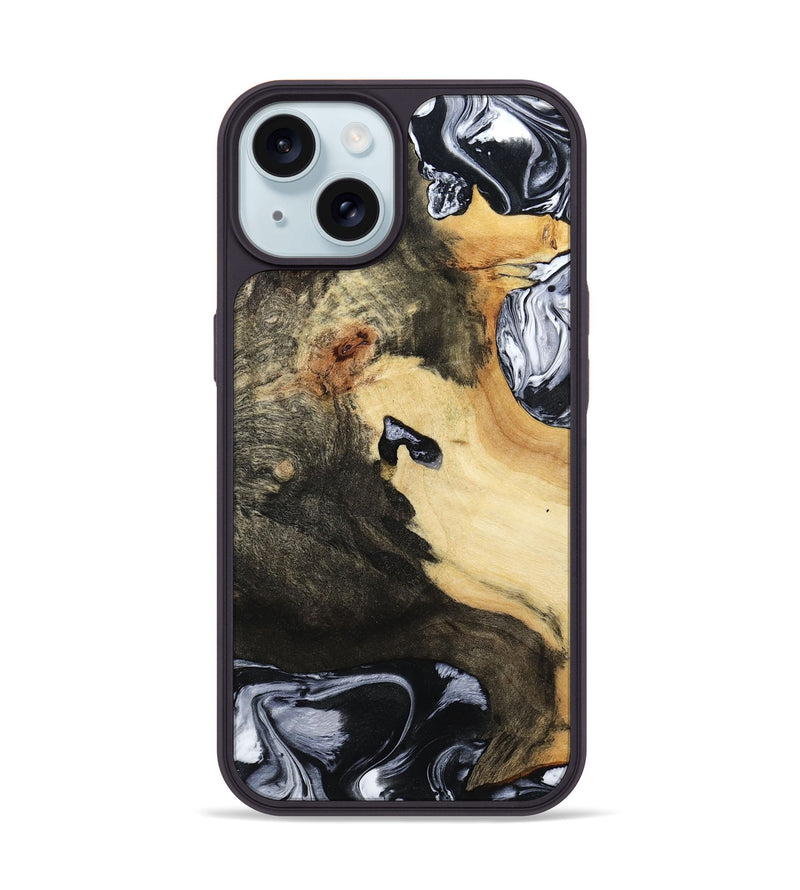 iPhone 15 Wood Phone Case - Orpha (Black & White, 794935)