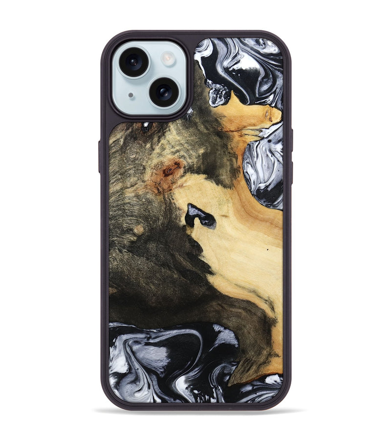 iPhone 15 Plus Wood Phone Case - Orpha (Black & White, 794935)