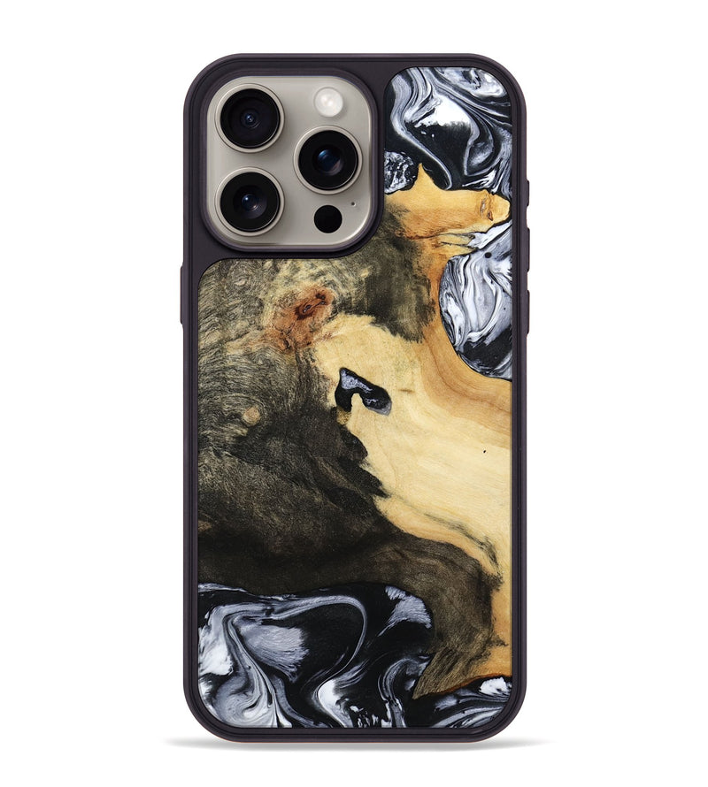 iPhone 15 Pro Max Wood Phone Case - Orpha (Black & White, 794935)
