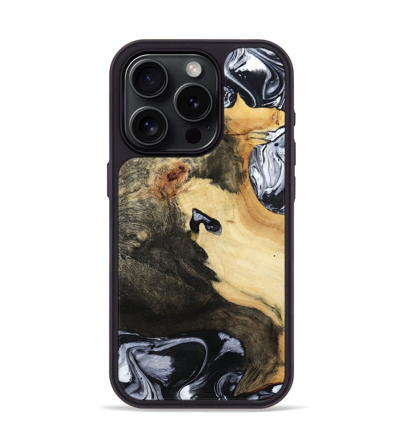 iPhone 15 Pro Wood Phone Case - Orpha (Black & White, 794935)