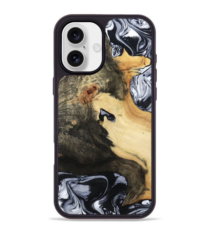 iPhone 16 Plus Wood Phone Case - Orpha (Black & White, 794935)