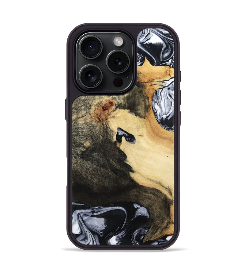 iPhone 16 Pro Wood Phone Case - Orpha (Black & White, 794935)