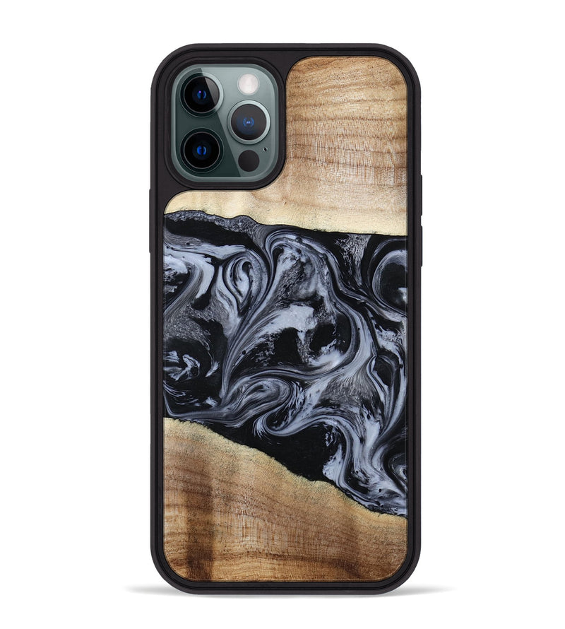 iPhone 12 Pro Max Wood Phone Case - Sheree (Black & White, 794940)