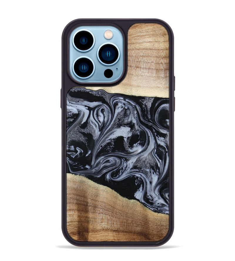 iPhone 14 Pro Max Wood Phone Case - Sheree (Black & White, 794940)